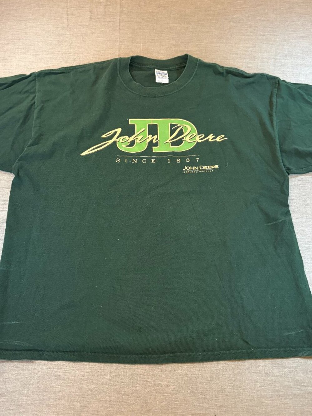 Vintage John Deere Green Graphic Tee XXL Since 1837 Gildan Heavyweight y2k